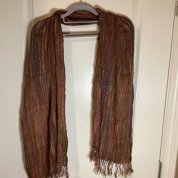 Max Nouveau Women's Long Scarf Brown Multicolored Winter Neck Warmer - Picture 1 of 6